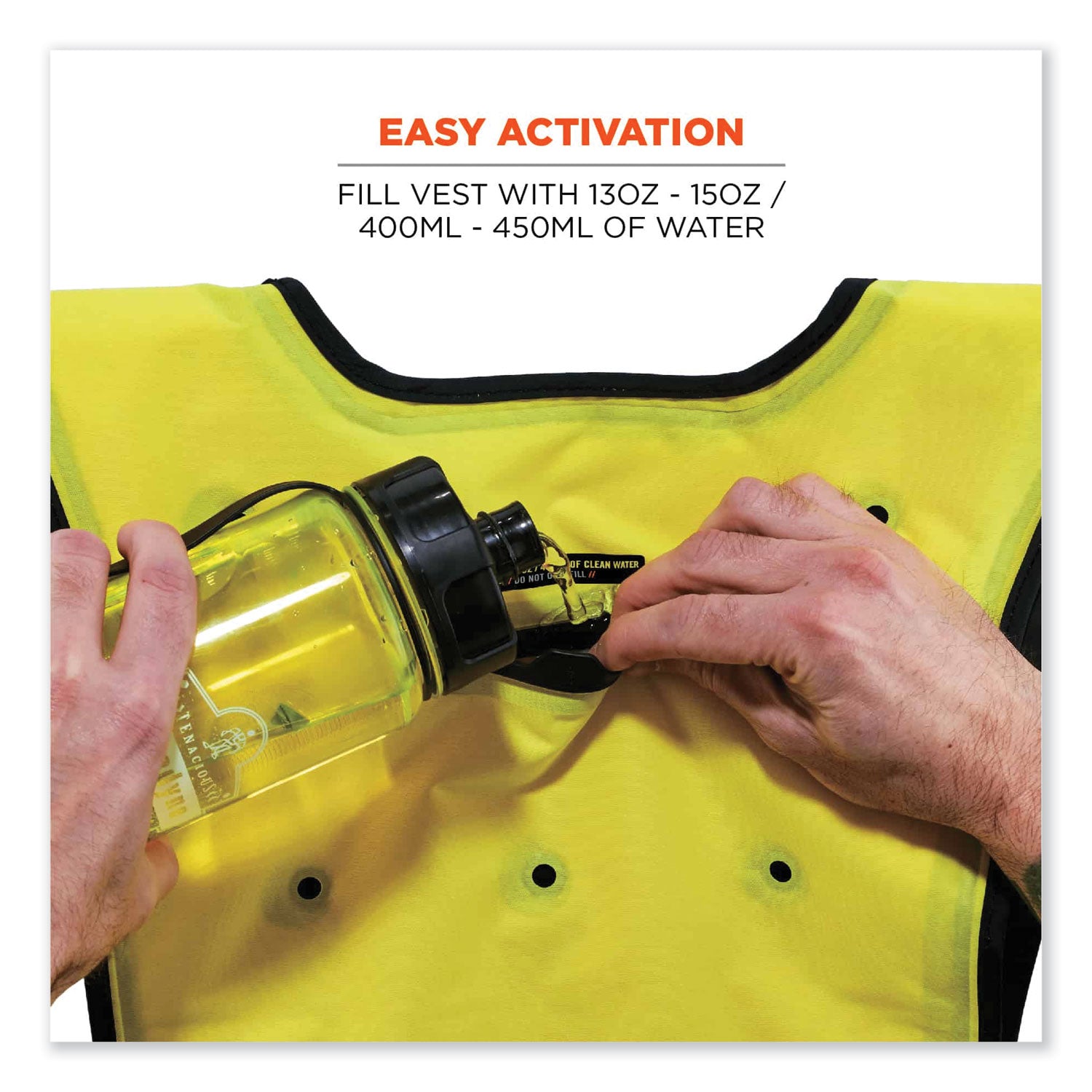 Chill-Its 6687 Economy Dry Evaporative Cooling Elastic Waist Vest, Nylon, Large/X-Large, Lime, Ships in 1-3 Business Days