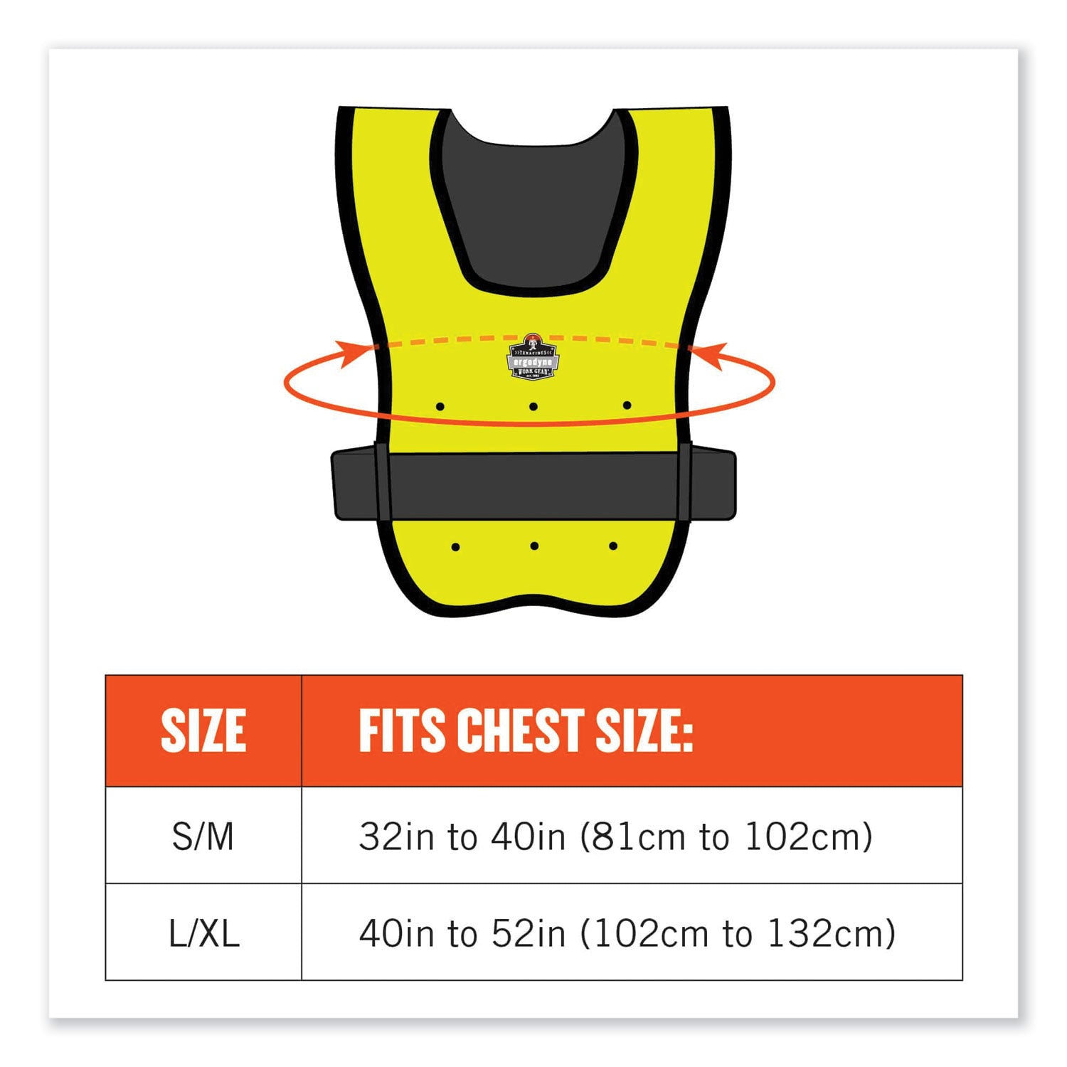 Chill-Its 6687 Economy Dry Evaporative Cooling Elastic Waist Vest, Nylon, Large/X-Large, Lime, Ships in 1-3 Business Days