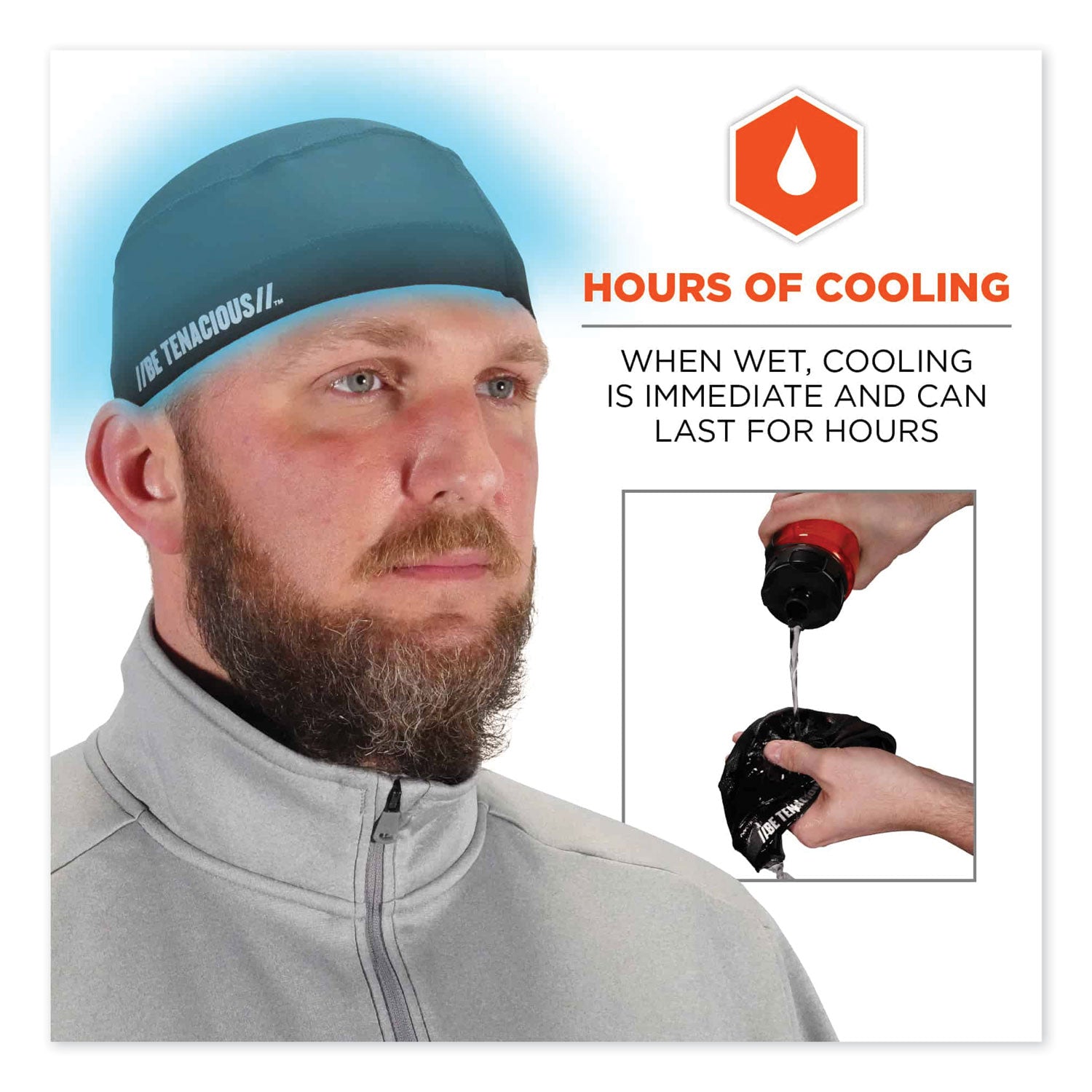 Chill-Its 6632 Performance Knit Cooling Skull Cap, Polyester/Spandex, One Size Fits Most, Black, Ships in 1-3 Business Days