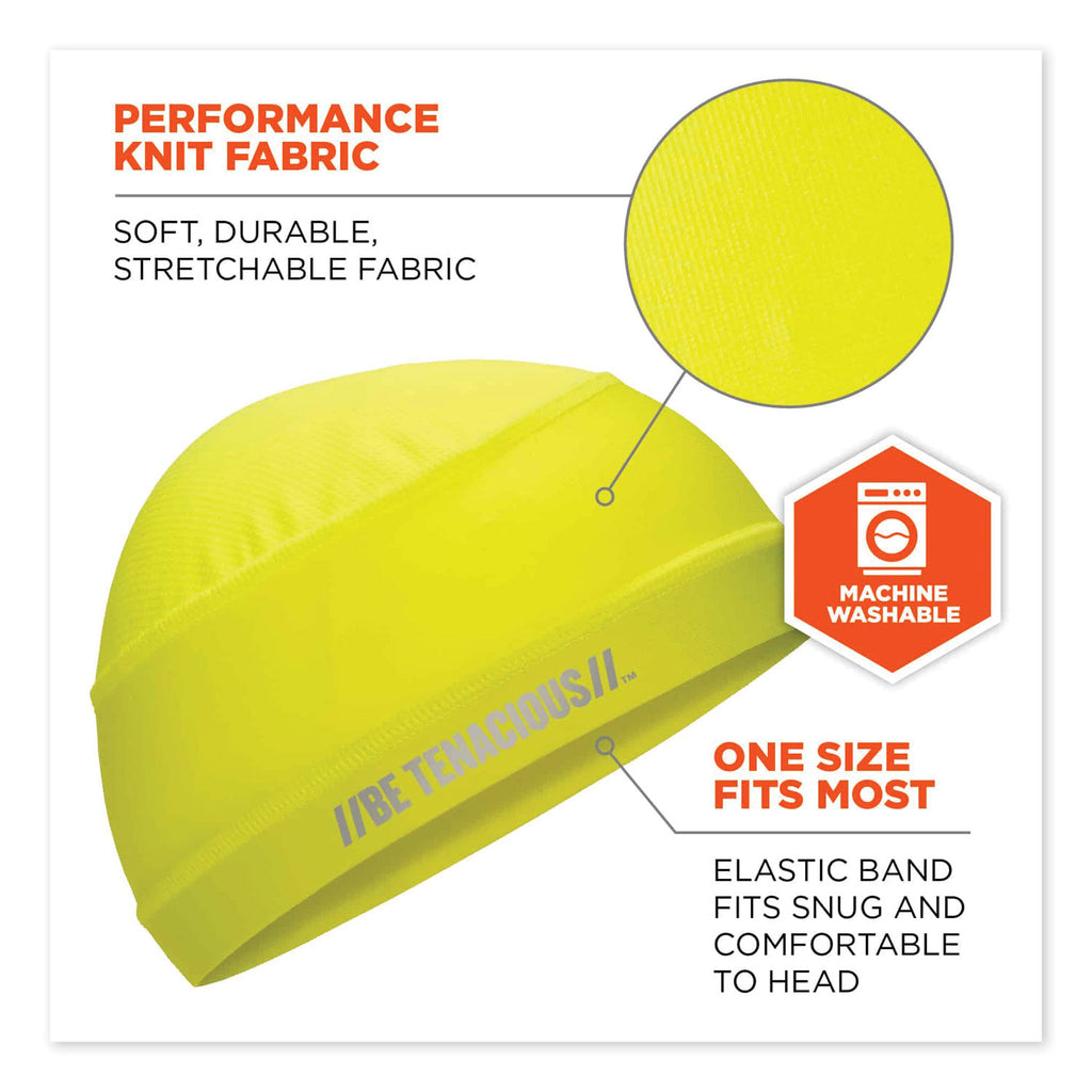 Chill-Its 6632 Performance Knit Cooling Skull Cap, Polyester/Spandex, One Size Fits Most, Lime, Ships in 1-3 Business Days
