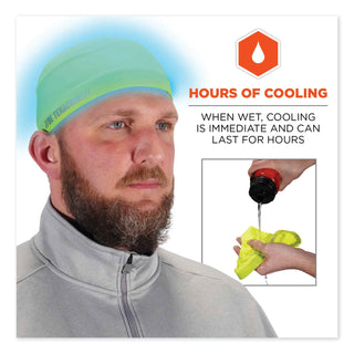 Chill-Its 6632 Performance Knit Cooling Skull Cap, Polyester/Spandex, One Size Fits Most, Lime, Ships in 1-3 Business Days