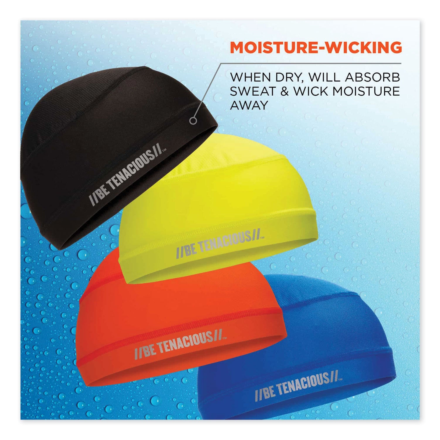 Chill-Its 6632 Performance Knit Cooling Skull Cap, Polyester/Spandex, One Size Fits Most, Blue, Ships in 1-3 Business Days