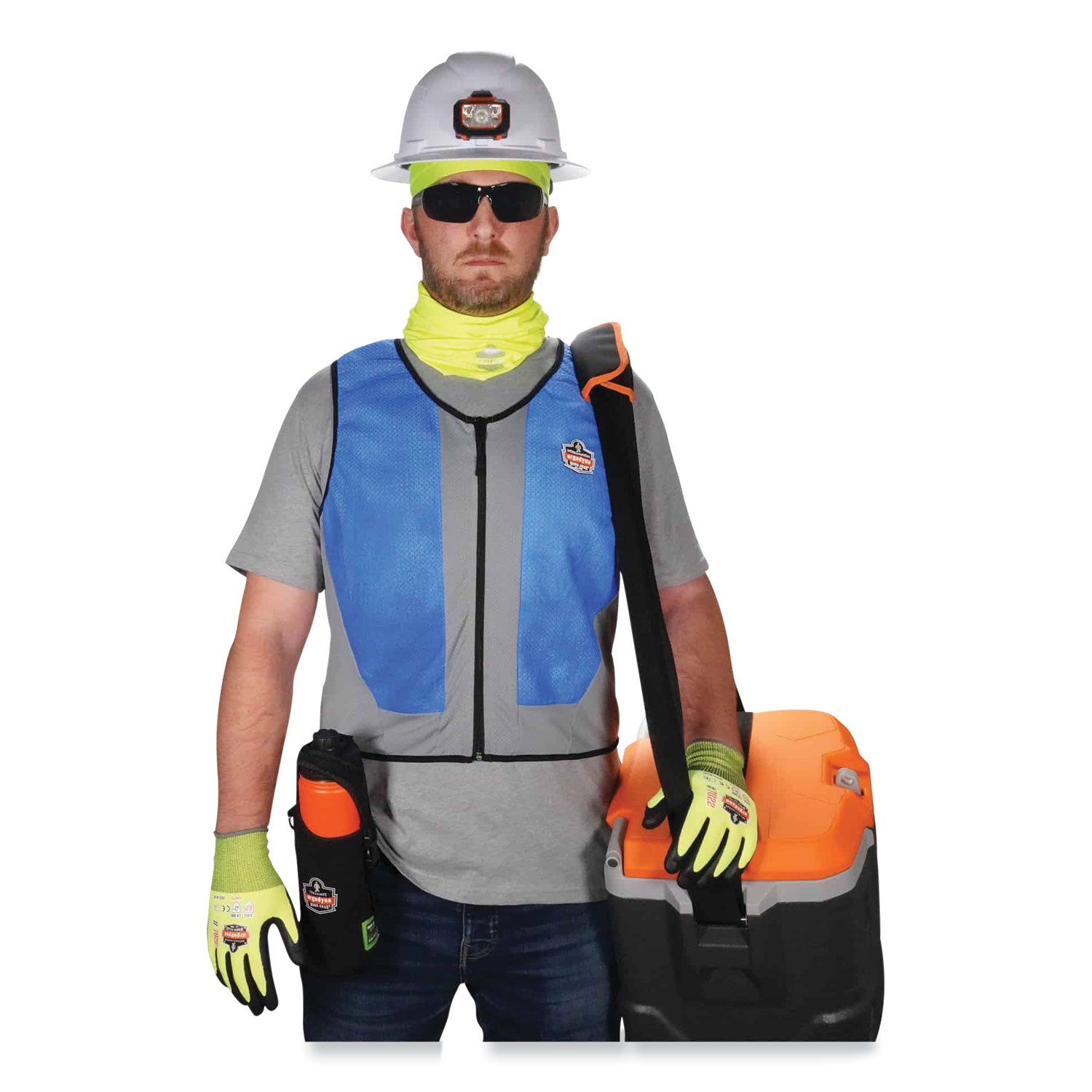 Chill-Its 6667 Wet Evaporative PVA Cooling Vest with Zipper, PVA, Medium, Blue, Ships in 1-3 Business Days