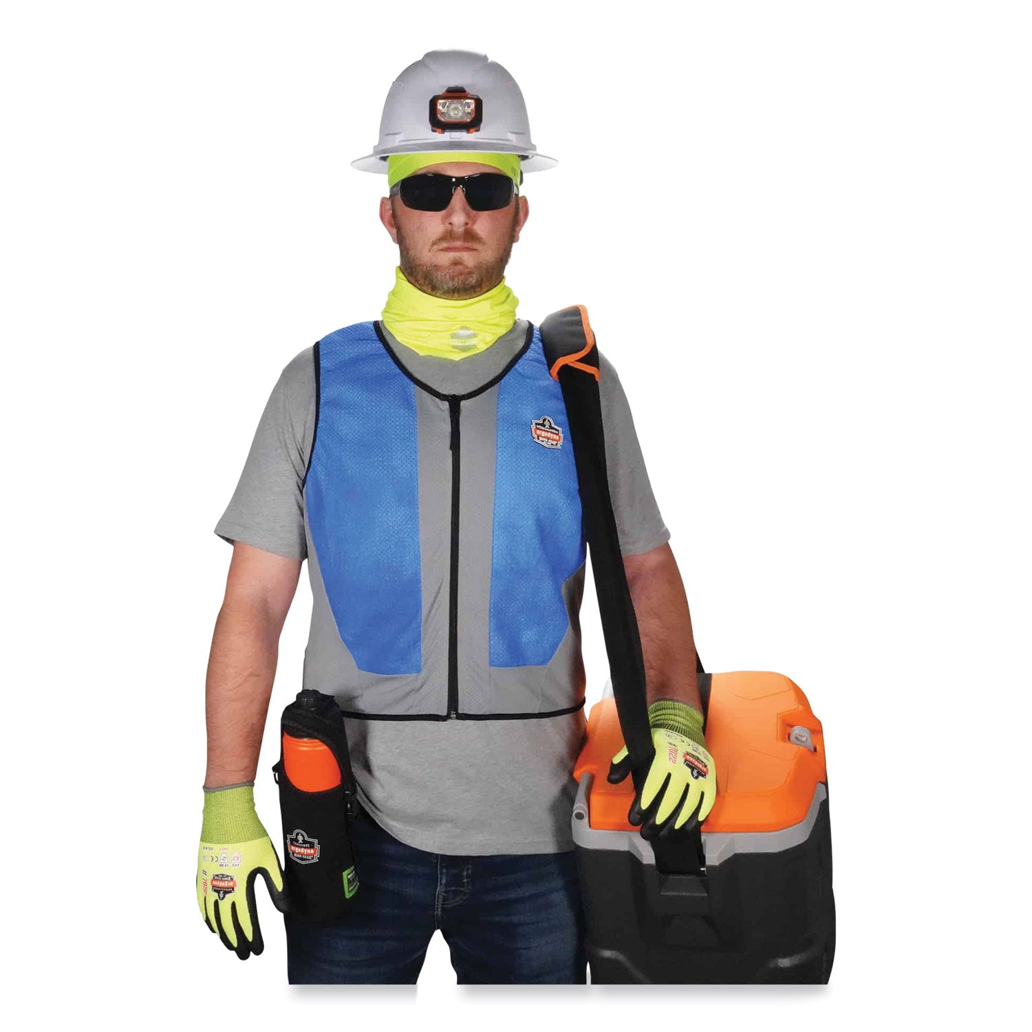 Chill-Its 6667 Wet Evaporative PVA Cooling Vest with Zipper, PVA, X-Large, Blue, Ships in 1-3 Business Days