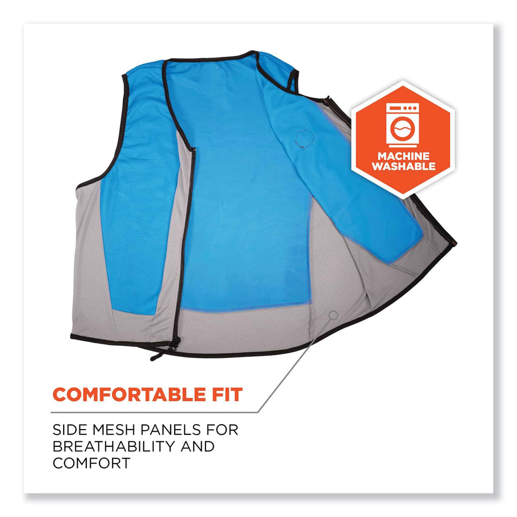 Chill-Its 6667 Wet Evaporative PVA Cooling Vest with Zipper, PVA, X-Large, Blue, Ships in 1-3 Business Days