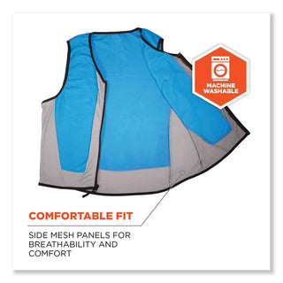 Chill-Its 6667 Wet Evaporative PVA Cooling Vest with Zipper, PVA, X-Large, Blue, Ships in 1-3 Business Days