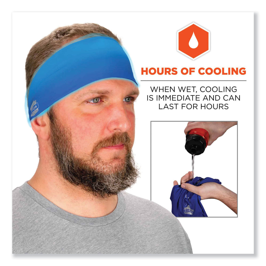 Chill-Its 6634 Performance Knit Cooling Headband, Polyester/Spandex, One Size Fits Most, Blue, Ships in 1-3 Business Days