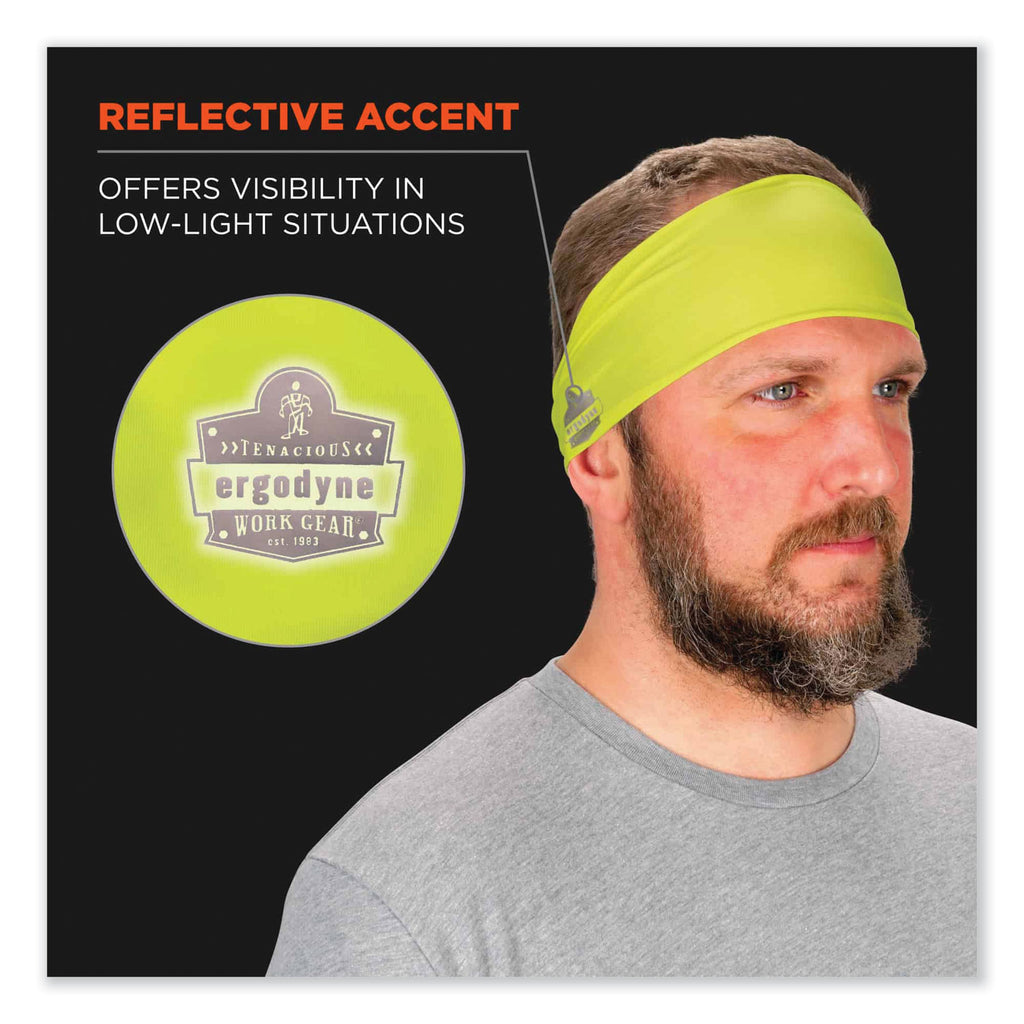 Chill-Its 6634 Performance Knit Cooling Headband, Polyester/Spandex, One Size Fits Most, Lime, Ships in 1-3 Business Days