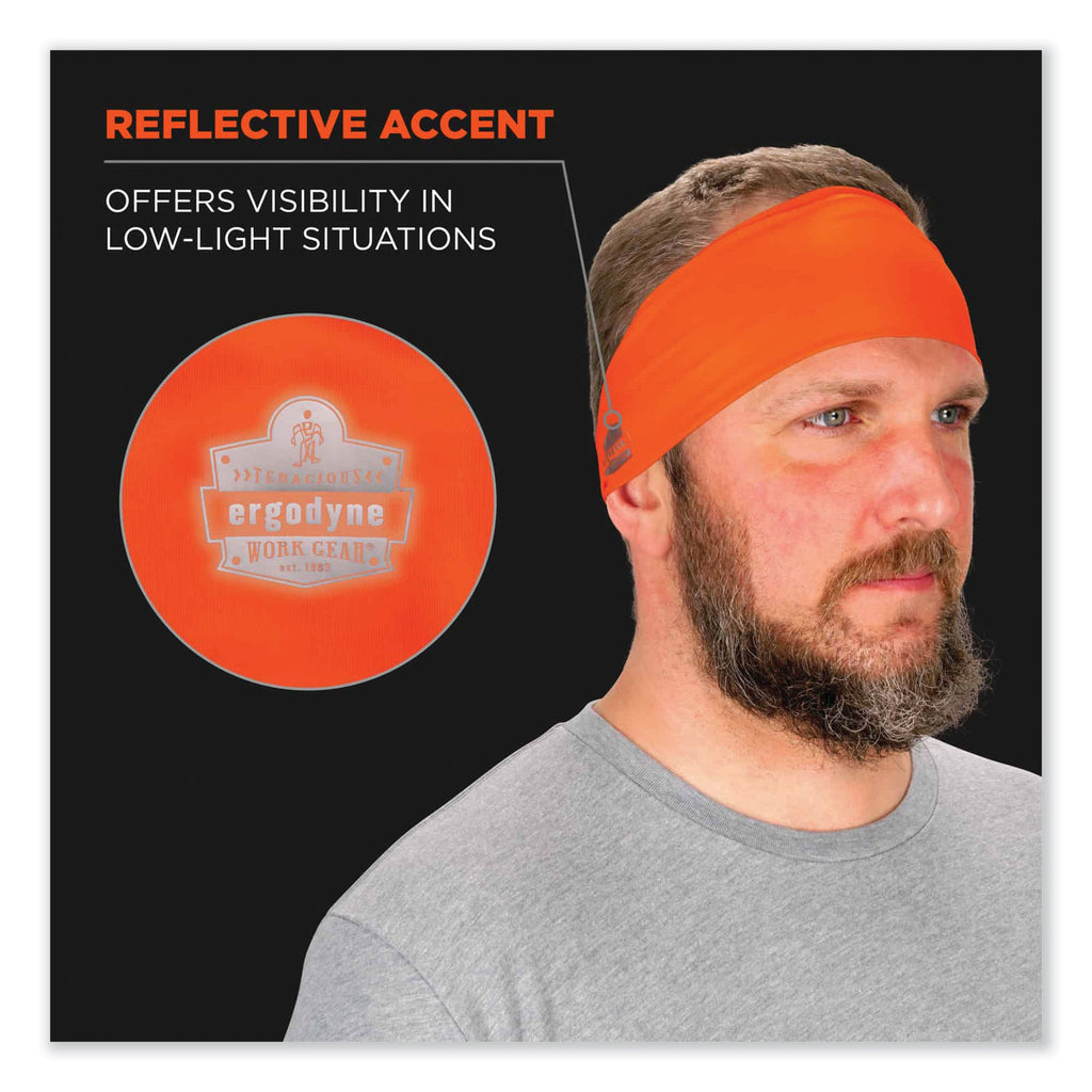Chill-Its 6634 Performance Knit Cooling Headband, Polyester/Spandex, One Size Fits Most, Orange, Ships in 1-3 Business Days