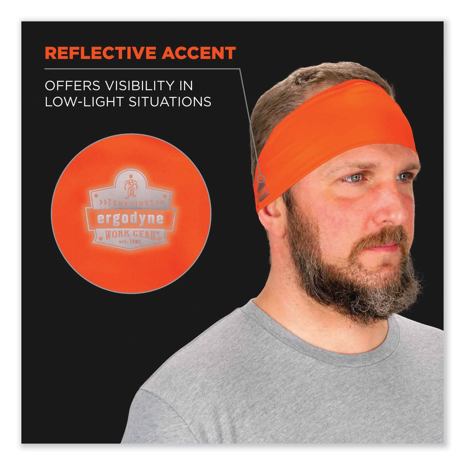 Chill-Its 6634 Performance Knit Cooling Headband, Polyester/Spandex, One Size Fits Most, Orange, Ships in 1-3 Business Days