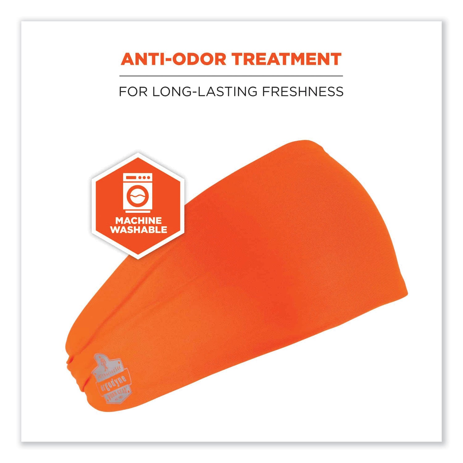Chill-Its 6634 Performance Knit Cooling Headband, Polyester/Spandex, One Size Fits Most, Orange, Ships in 1-3 Business Days