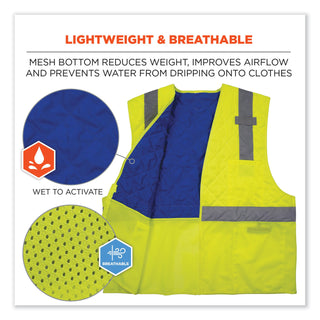 Chill-Its 6668 Class 2 Hi-Vis Safety Cooling Vest, Polymer, Medium, Lime, Ships in 1-3 Business Days