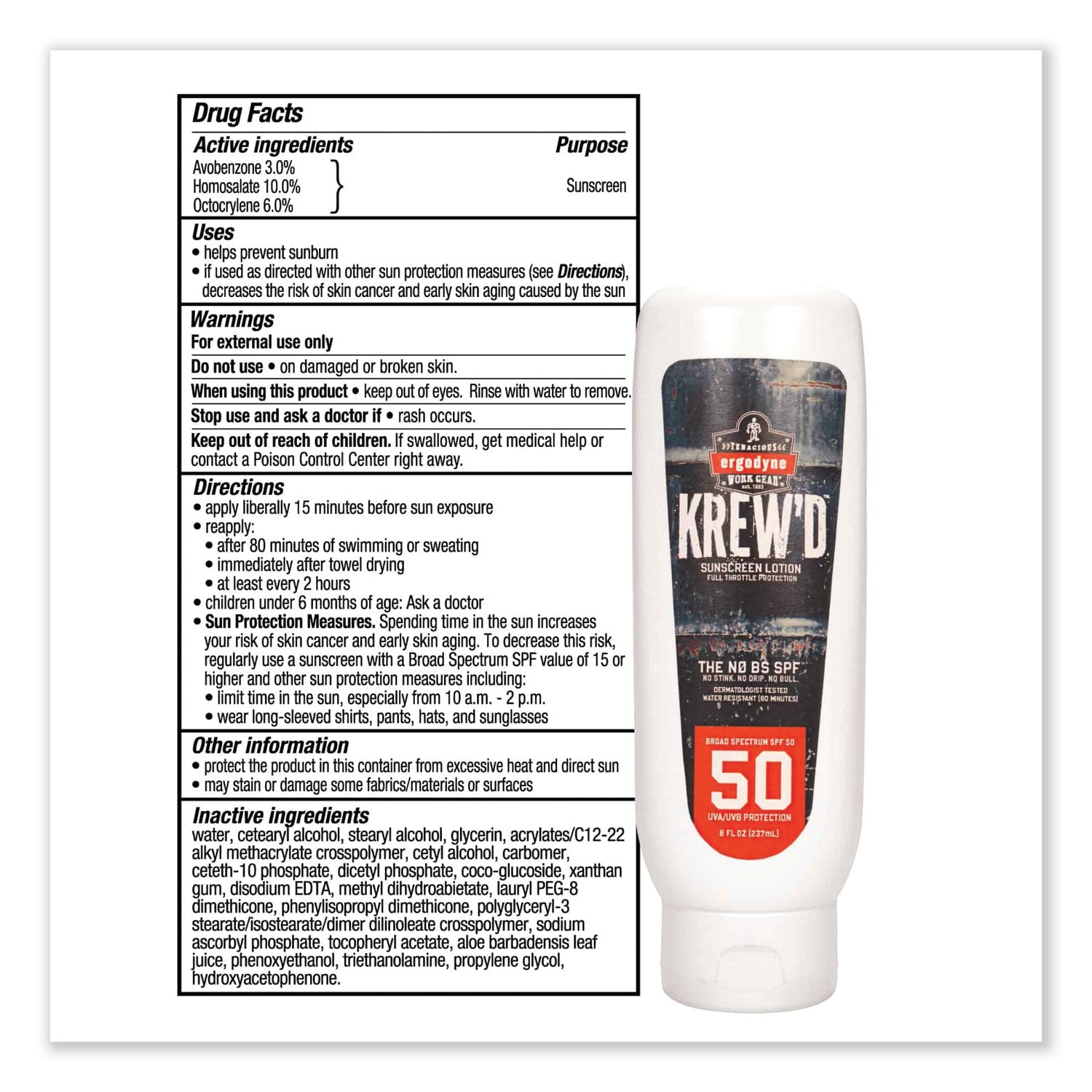 Krewd 6351 SPF 50 Sunscreen Lotion, 8 oz Bottle, Ships in 1-3 Business Days