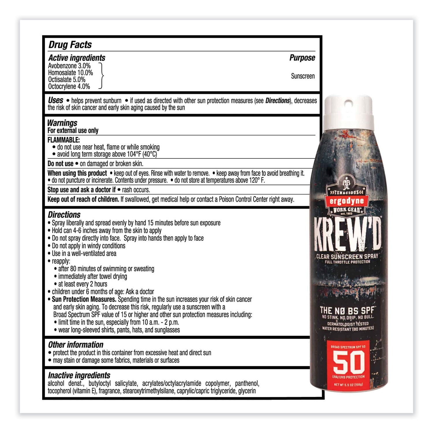 Krewd 6353 SPF 50 Sunscreen Spray, 5.5 oz Can, Ships in 1-3 Business Days