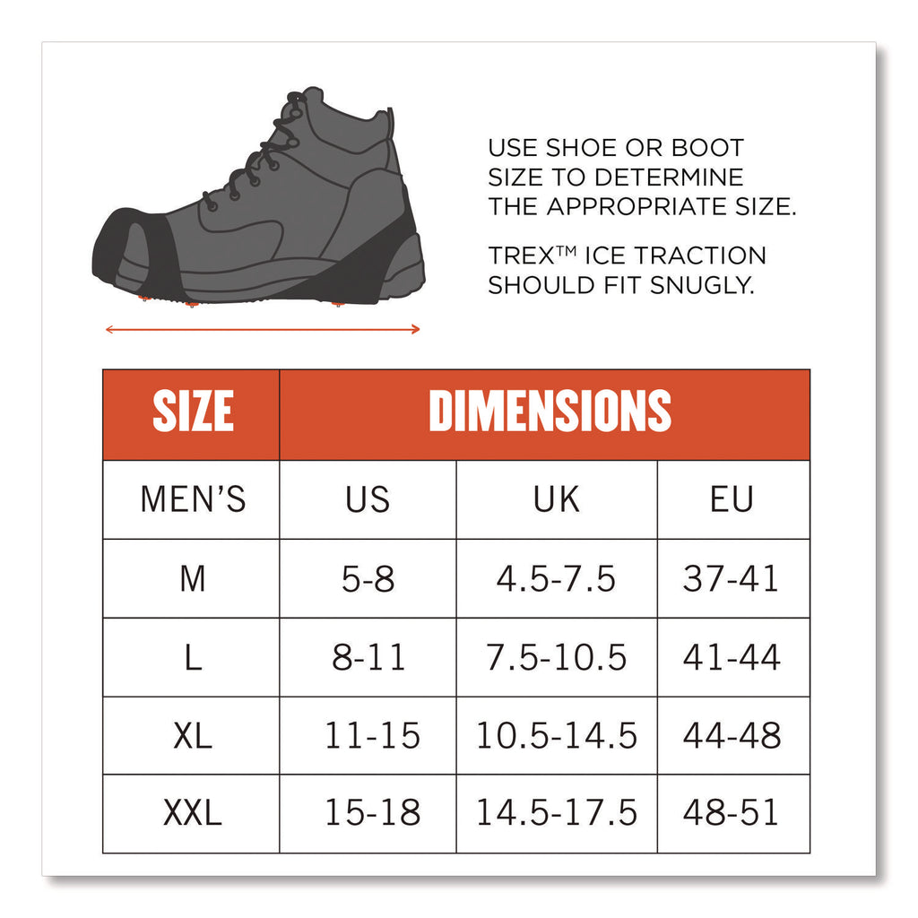 Trex 6300 One Piece Slip-on Ice Cleats, Medium, Black, Pair, Ships in 1-3 Business Days
