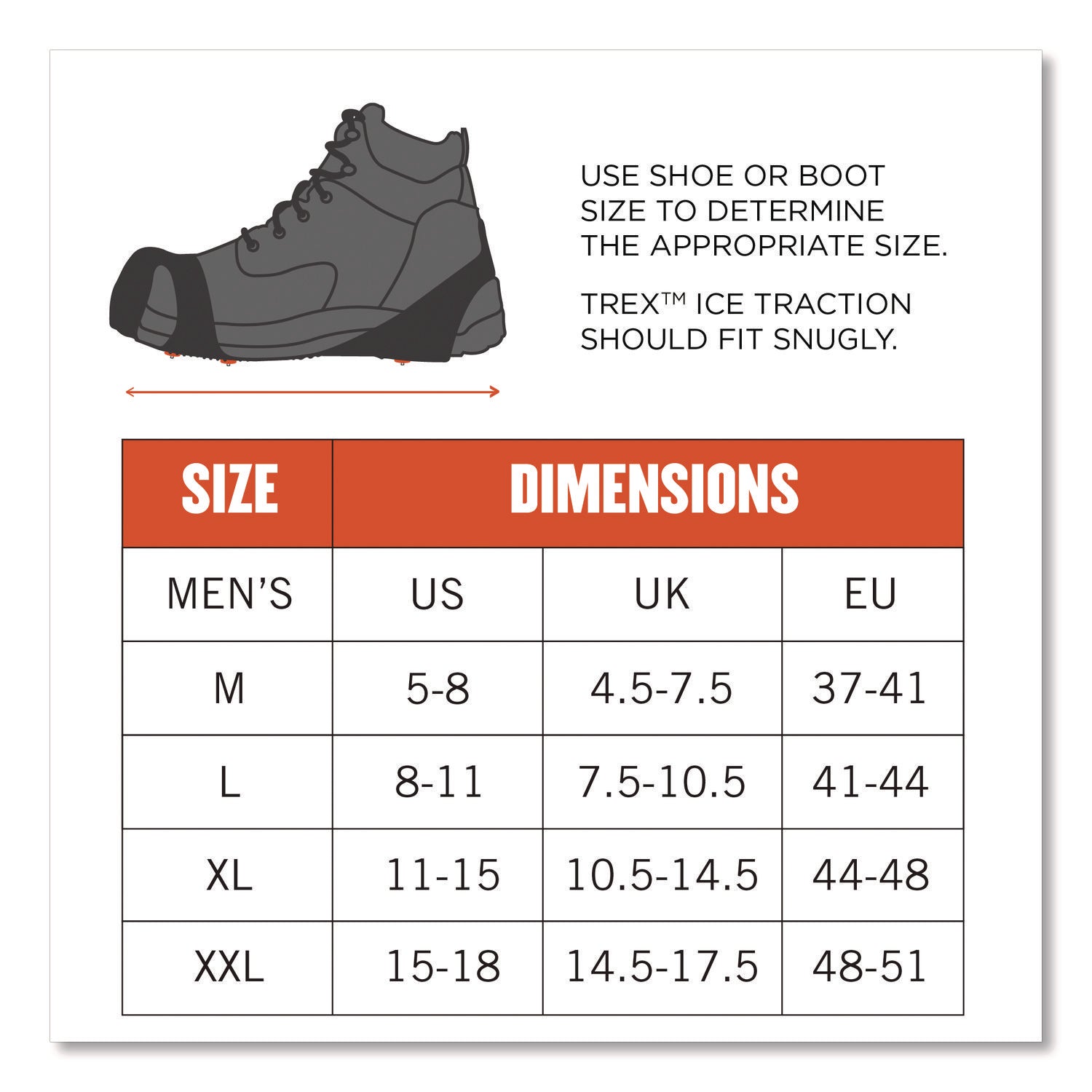 Trex 6300 One Piece Slip-on Ice Cleats, Medium, Black, Pair, Ships in 1-3 Business Days
