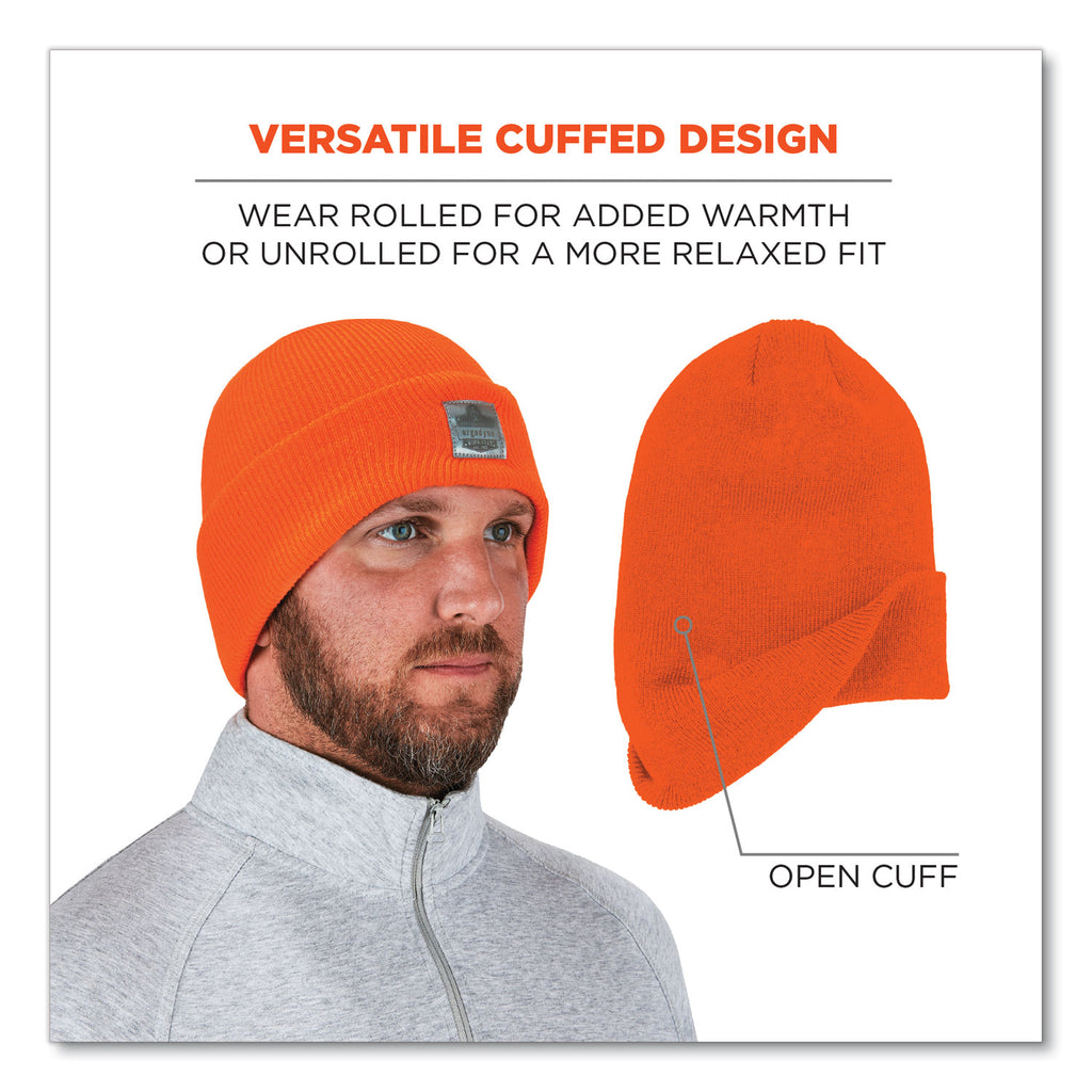 N-Ferno 6806 Cuffed Rib Knit Winter Hat, One Size Fits Most, Orange, Ships in 1-3 Business Days