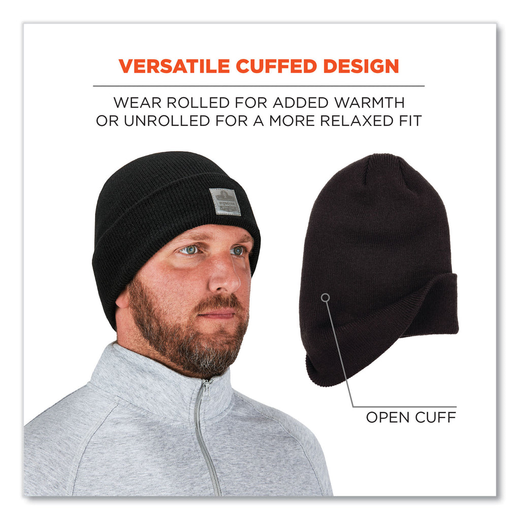 N-Ferno 6806 Cuffed Rib Knit Winter Hat, One Size Fits Most, Black, Ships in 1-3 Business Days