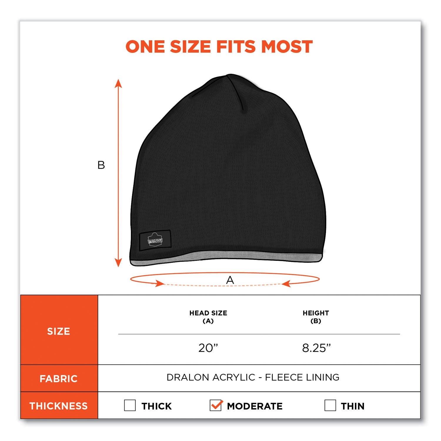 N-Ferno 6818 Knit Winter Hat Fleece Lined, One Size Fits Most, Black, Ships in 1-3 Business Days
