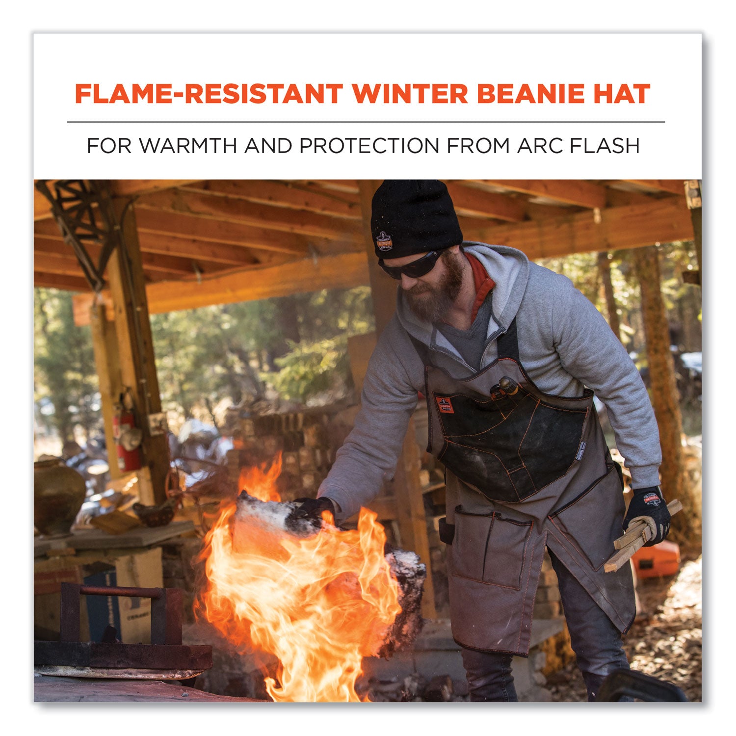N-Ferno 6820 FR Cotton Fleece Knit Hat, One Size Fits Most, Black, Ships in 1-3 Business Days