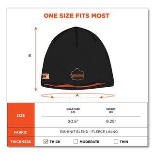 N-Ferno 6820 FR Cotton Fleece Knit Hat, One Size Fits Most, Black, Ships in 1-3 Business Days