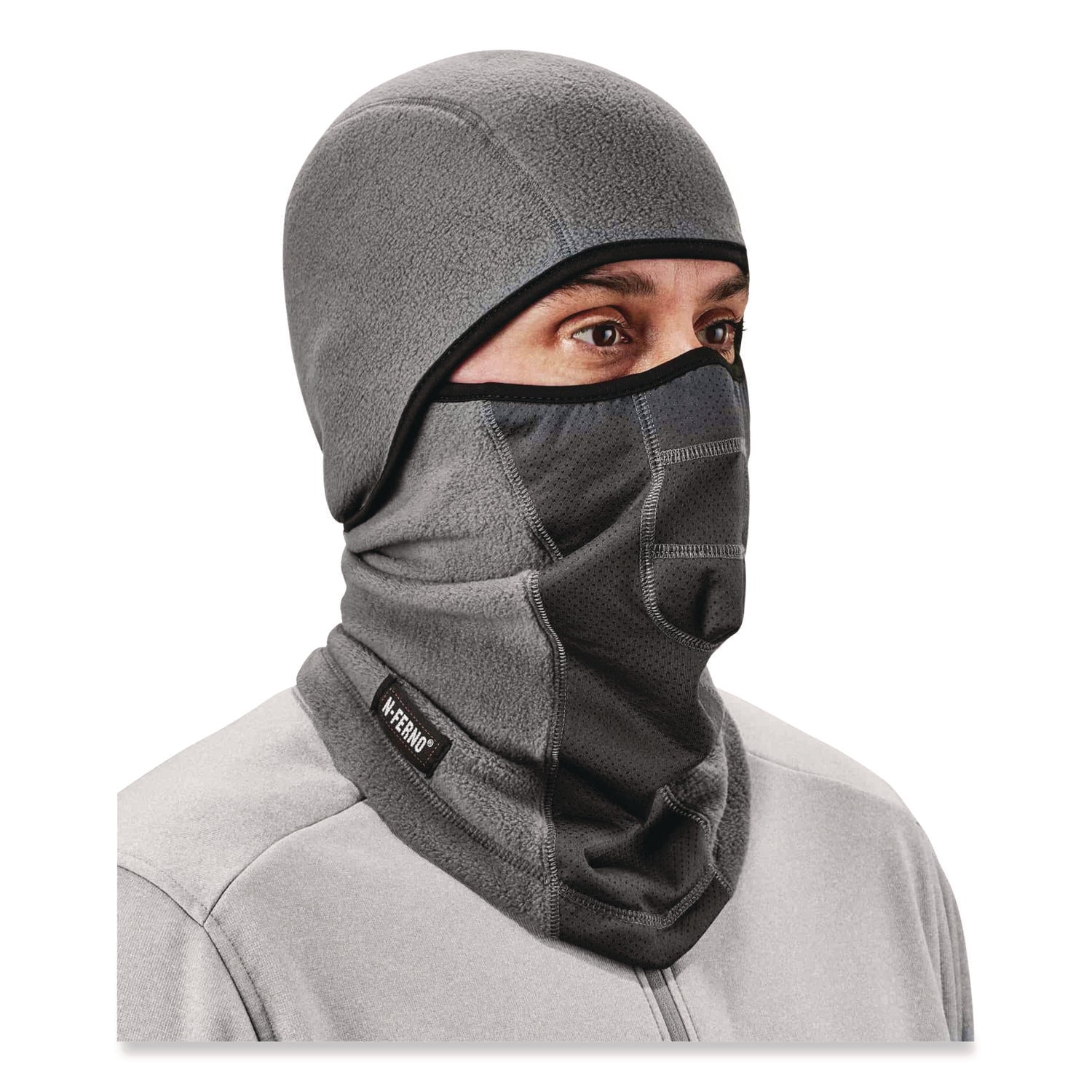 N-Ferno 6823 Hinged Balaclava Face Mask, Fleece, One Size Fits Most, Gray, Ships in 1-3 Business Days