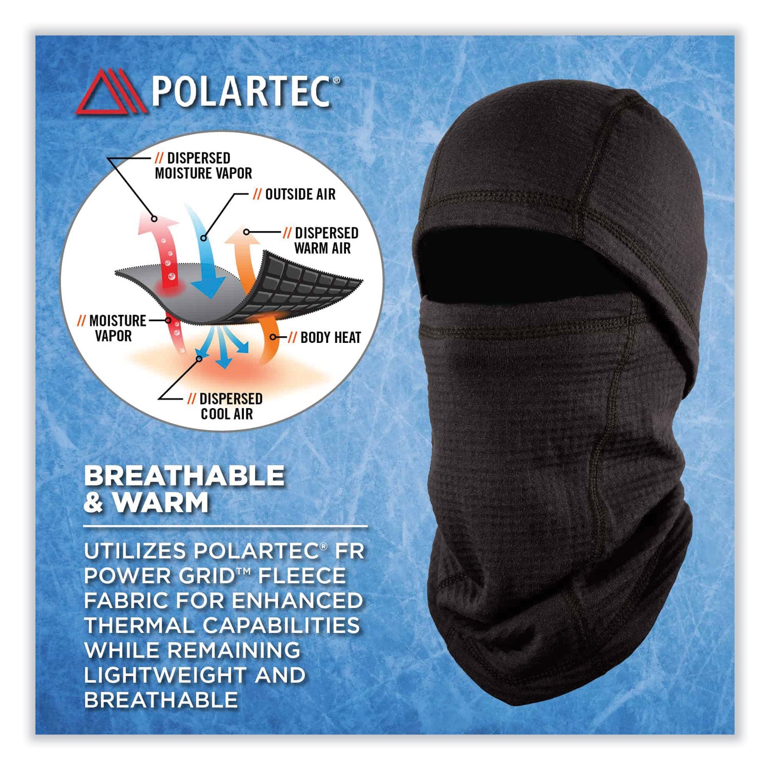 N-Ferno 6847 FR Dual Compliant Balaclava Face Mask, Polartec FR Power Grid Fleece, One Size, Black,Ships in 1-3 Business Days