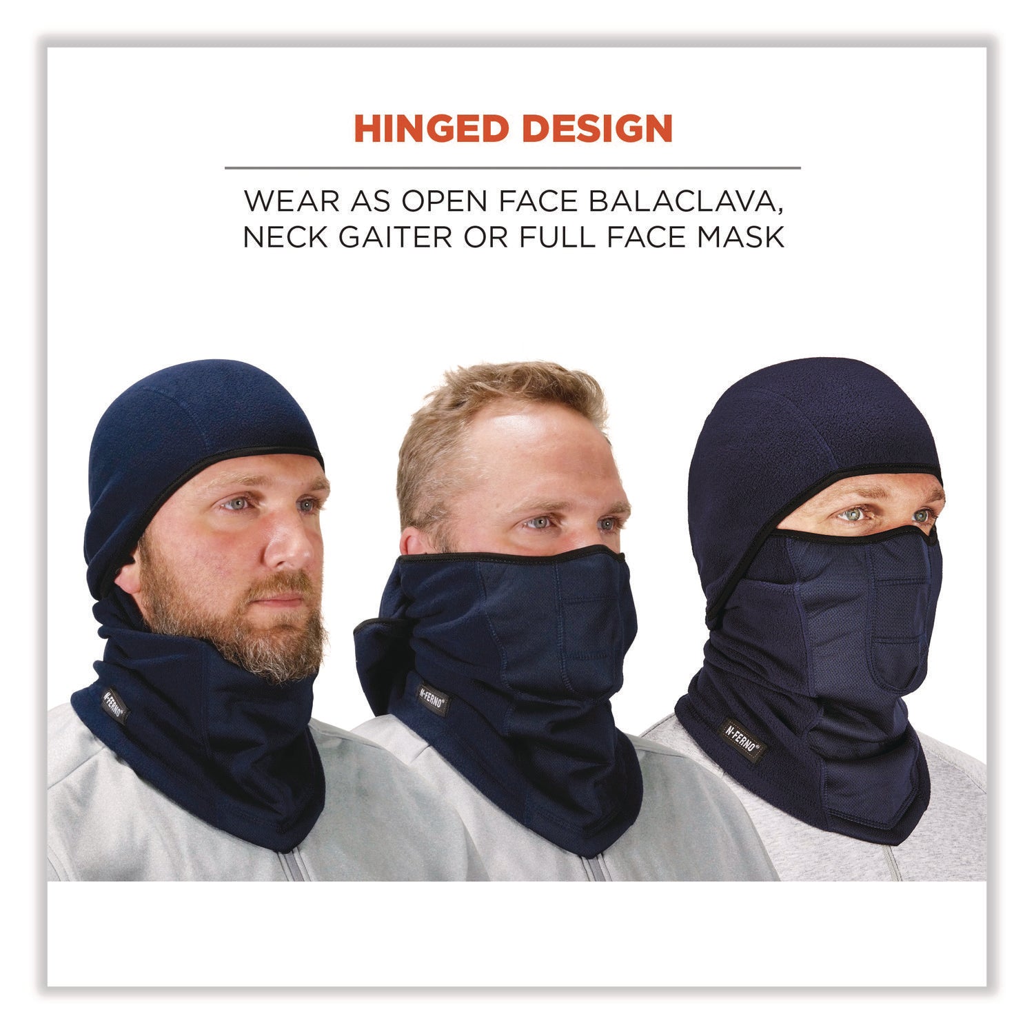 N-Ferno 6823 Hinged Balaclava Face Mask, Fleece, One Size Fits Most, Navy, Ships in 1-3 Business Days