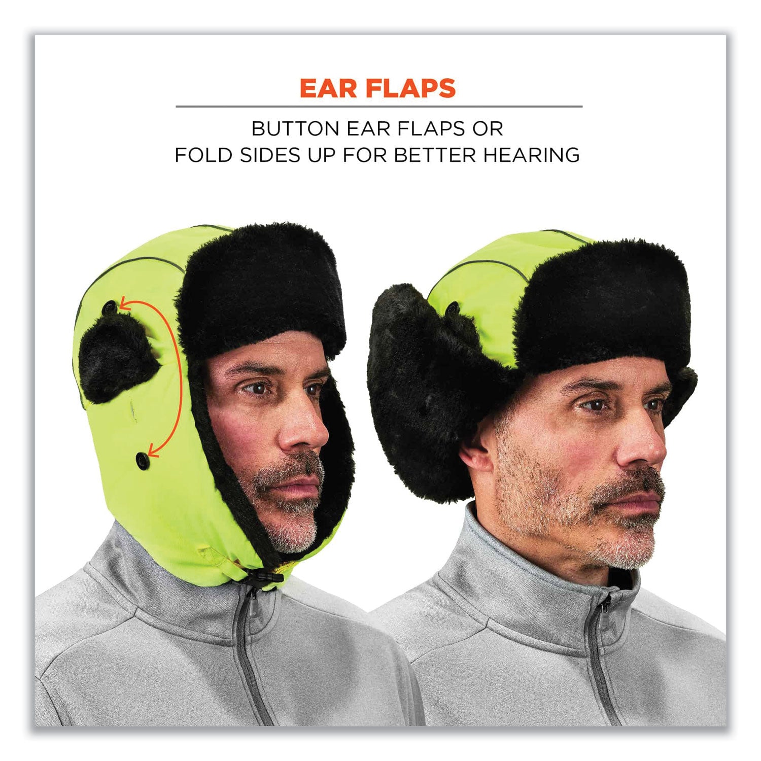 N-Ferno 6802 Classic Trapper Hat, Small/Medium, Lime, Ships in 1-3 Business Days