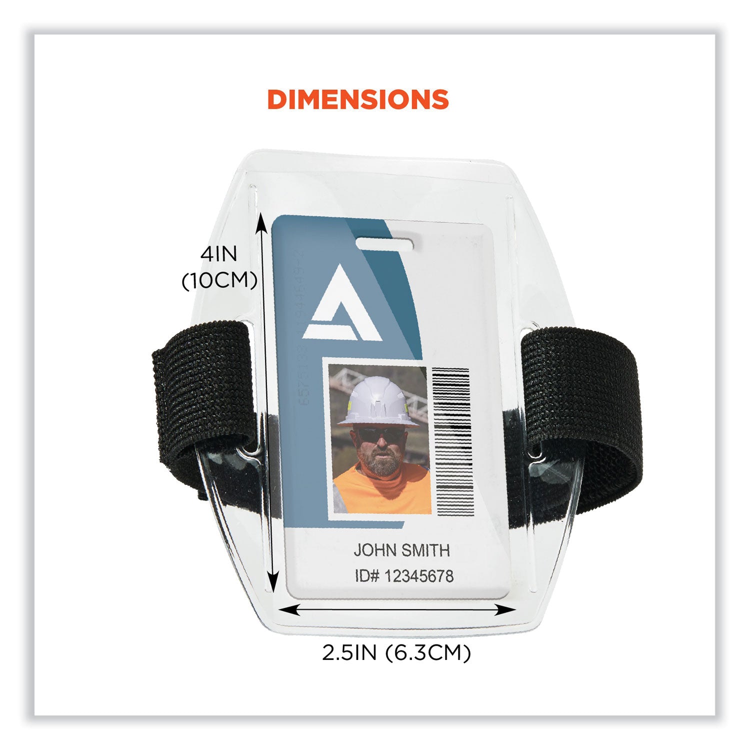 Squids 3386 Arm Band ID Badge Holder, Horizontal, 4 x 2.5, Black/Clear, , Ships in 1-3 Business Days