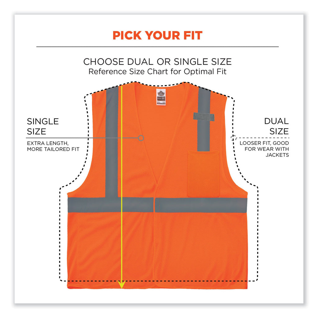 GloWear 8210HL Class 2 Economy Mesh Hook and Loop Vest, Polyester, X-Small, Orange , Ships in 1-3 Business Days