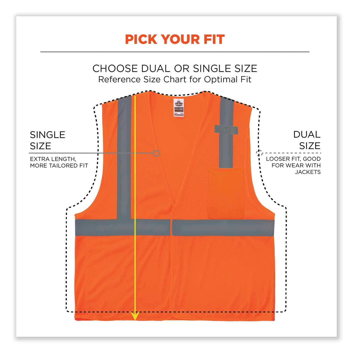 GloWear 8210HL Class 2 Economy Mesh Hook and Loop Vest, Polyester, Small/Medium, Orange, Ships in 1-3 Business Days - 7