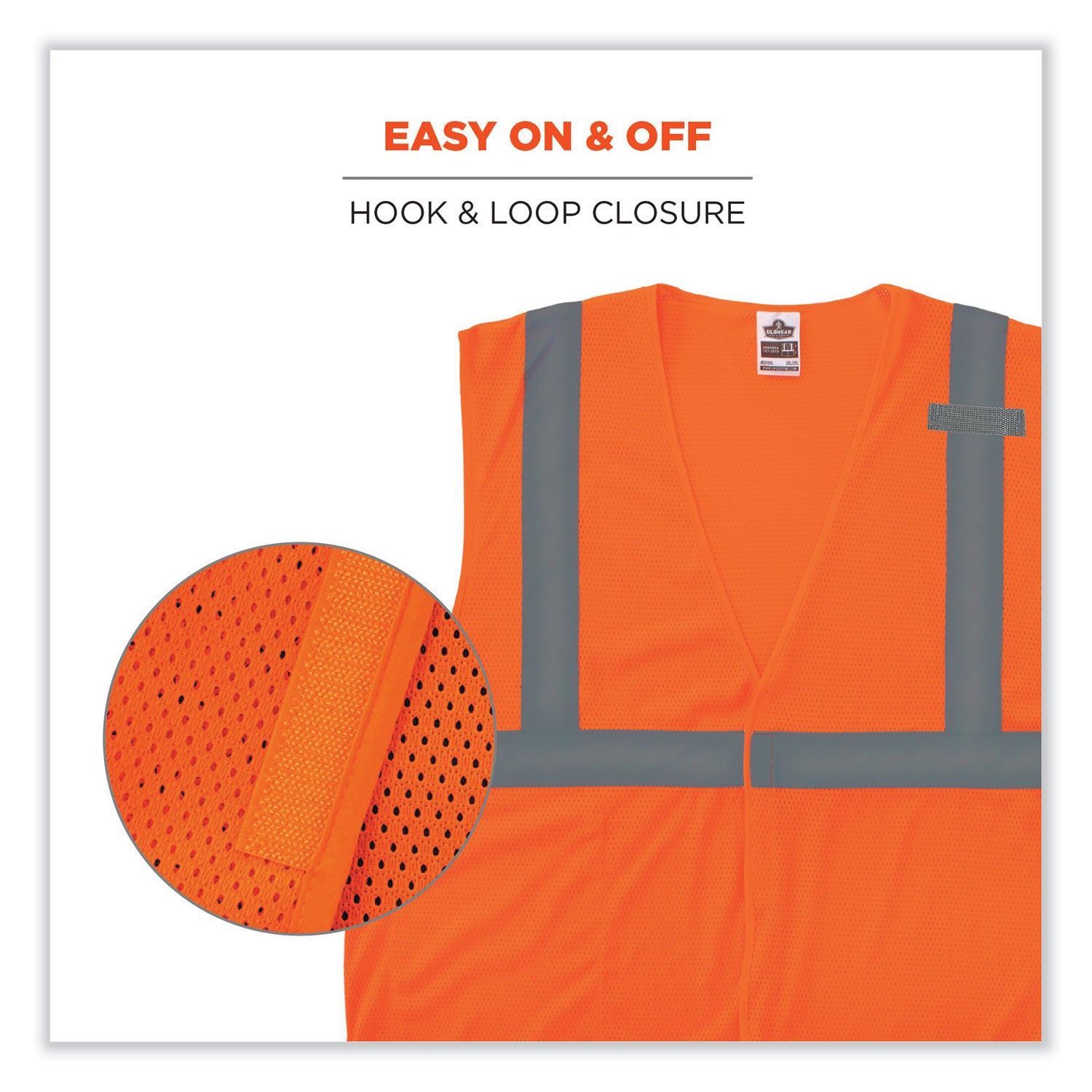 glowear-8210hl-class-2-economy-mesh-hook-and-loop-vest-polyester-large-x-large-orange-ships-in-1-3-business-days_ego21015 - 6