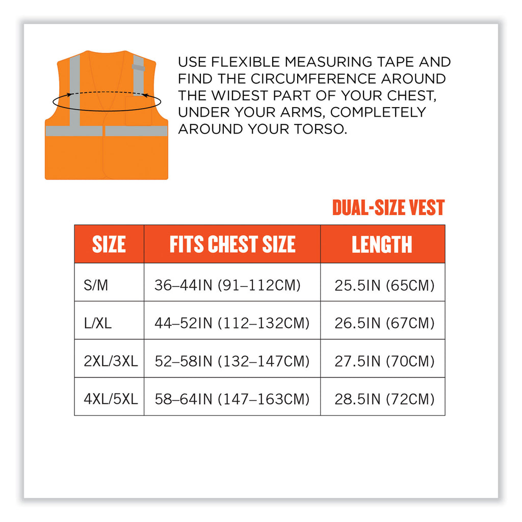 GloWear 8210HL Class 2 Economy Mesh Hook and Loop Vest, Polyester, Large/X-Large, Orange, Ships in 1-3 Business Days