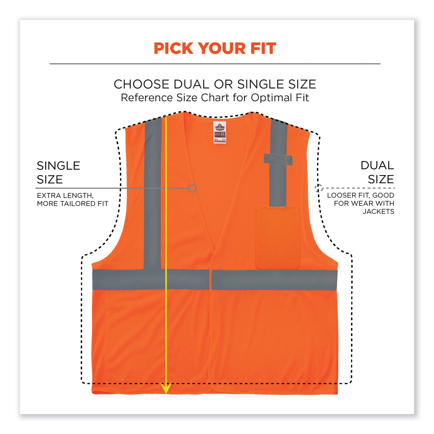 GloWear 8210HL Class 2 Economy Mesh Hook and Loop Vest, Polyester, 2X-Large/3X-Large, Orange, Ships in 1-3 Business Days