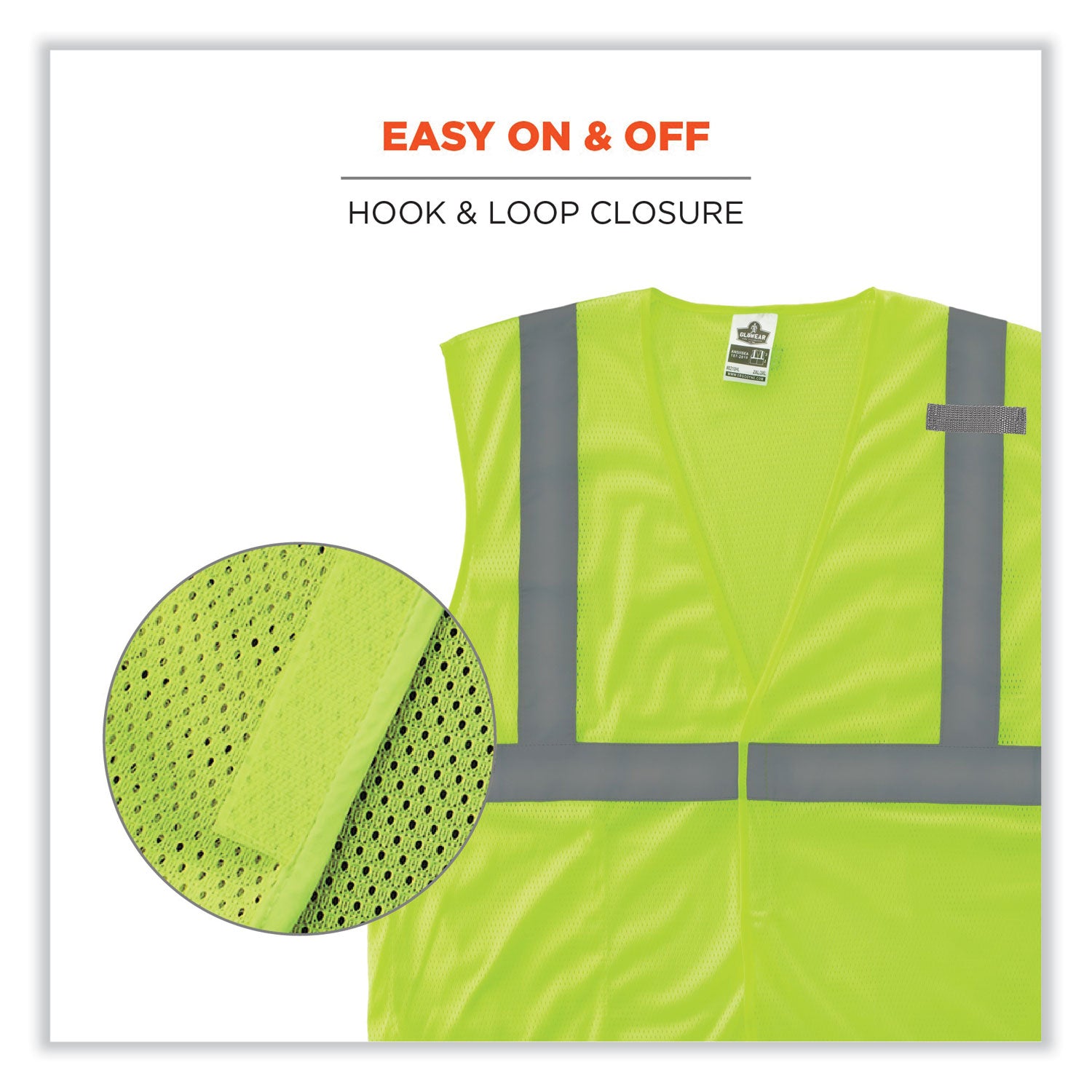 glowear-8210hl-class-2-economy-mesh-hook-and-loop-vest-polyester-x-small-lime-ships-in-1-3-business-days_ego21021 - 6
