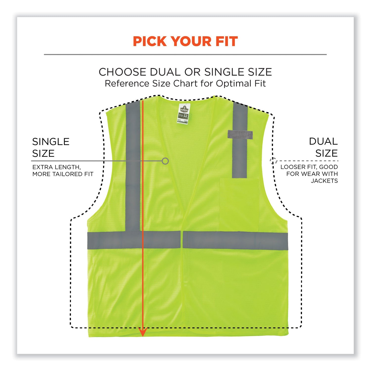 GloWear 8210HL Class 2 Economy Mesh Hook and Loop Vest, Polyester, X-Small, Lime, Ships in 1-3 Business Days