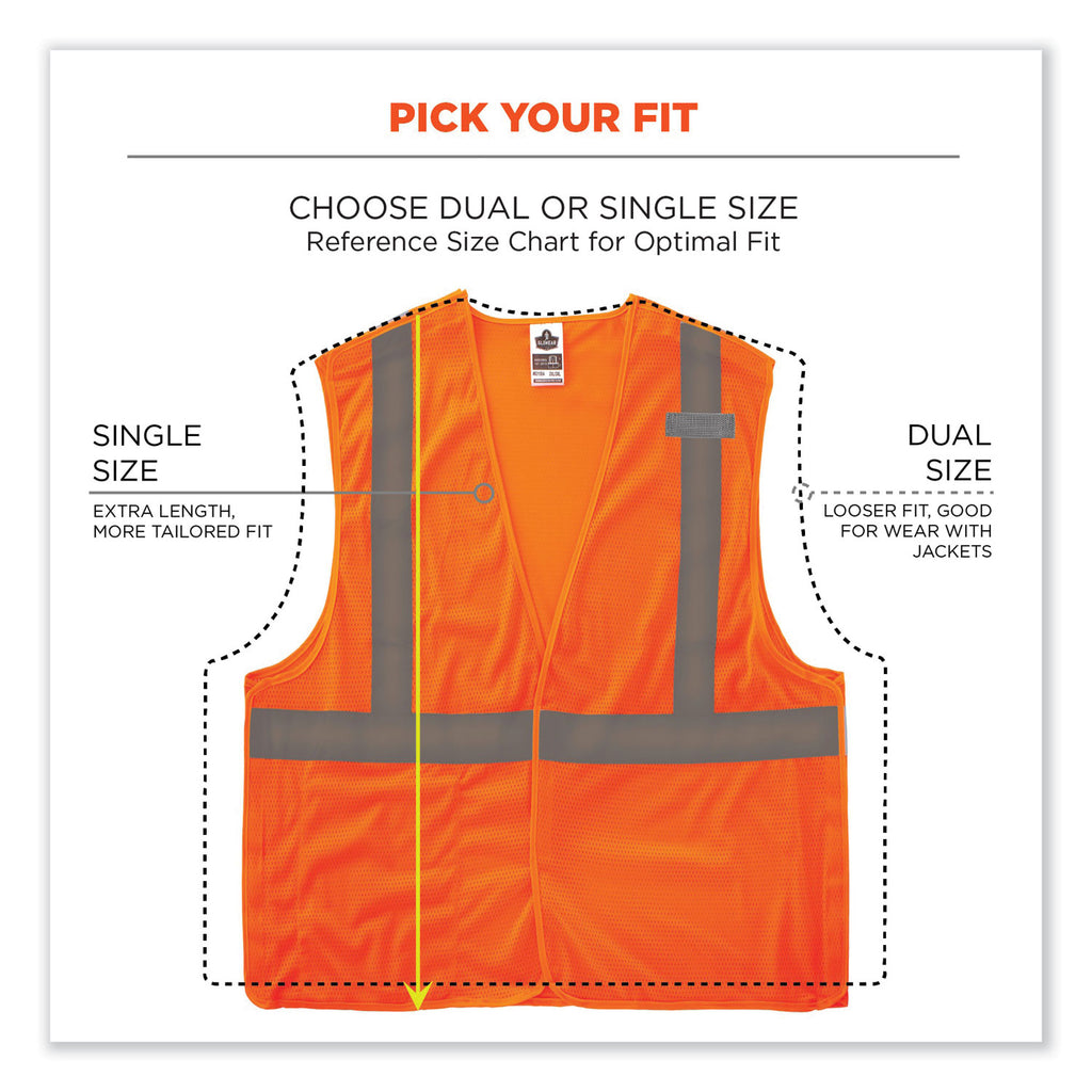 GloWear 8215BA Class 2 Economy Breakaway Mesh Vest, Polyester, X-Small, Orange, Ships in 1-3 Business Days