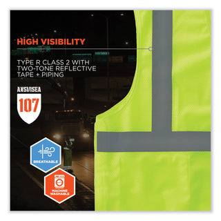 GloWear 8215BA Class 2 Economy Breakaway Mesh Vest, Polyester, X-Small, Lime, Ships in 1-3 Business Days