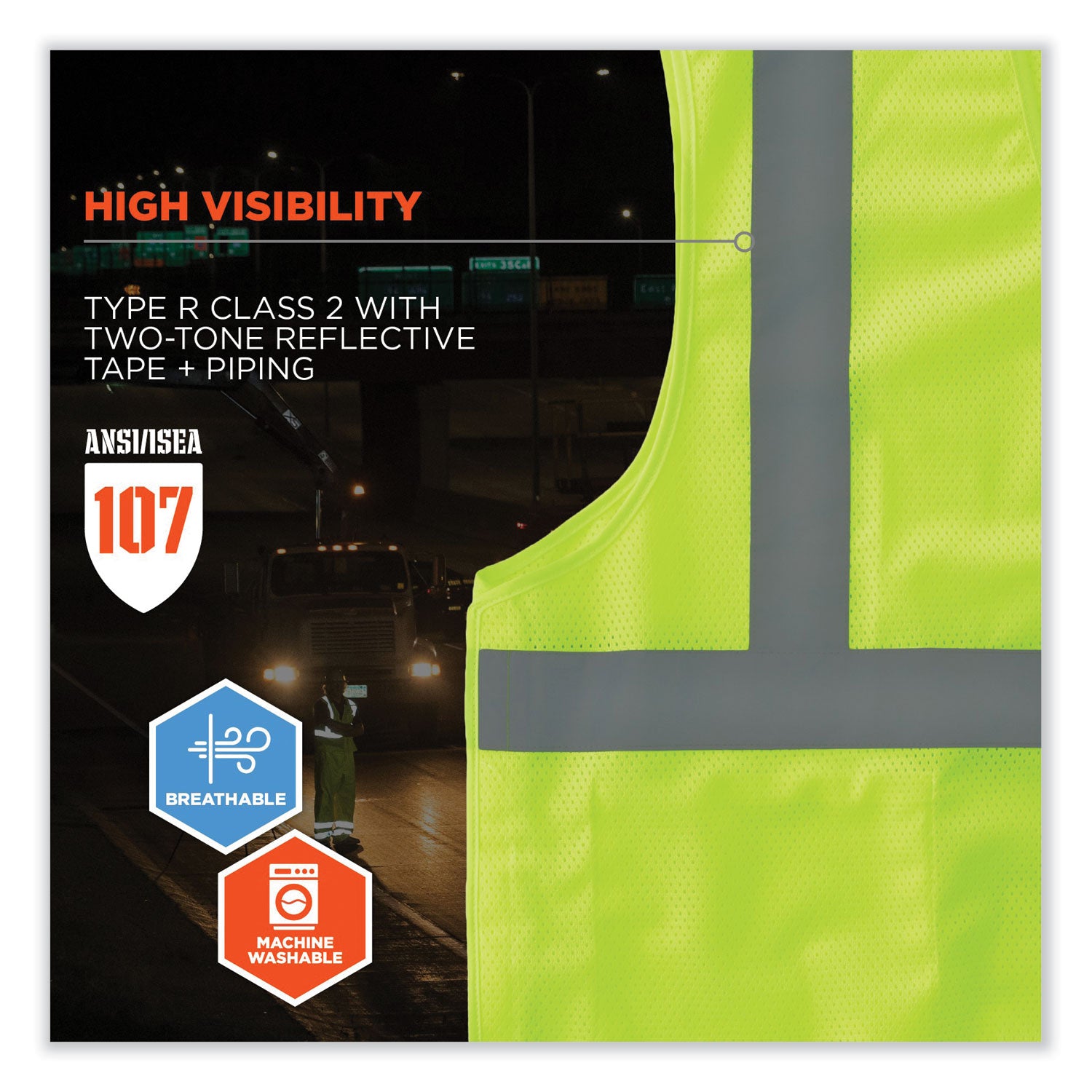 GloWear 8215BA Class 2 Economy Breakaway Mesh Vest, Polyester, X-Small, Lime, Ships in 1-3 Business Days