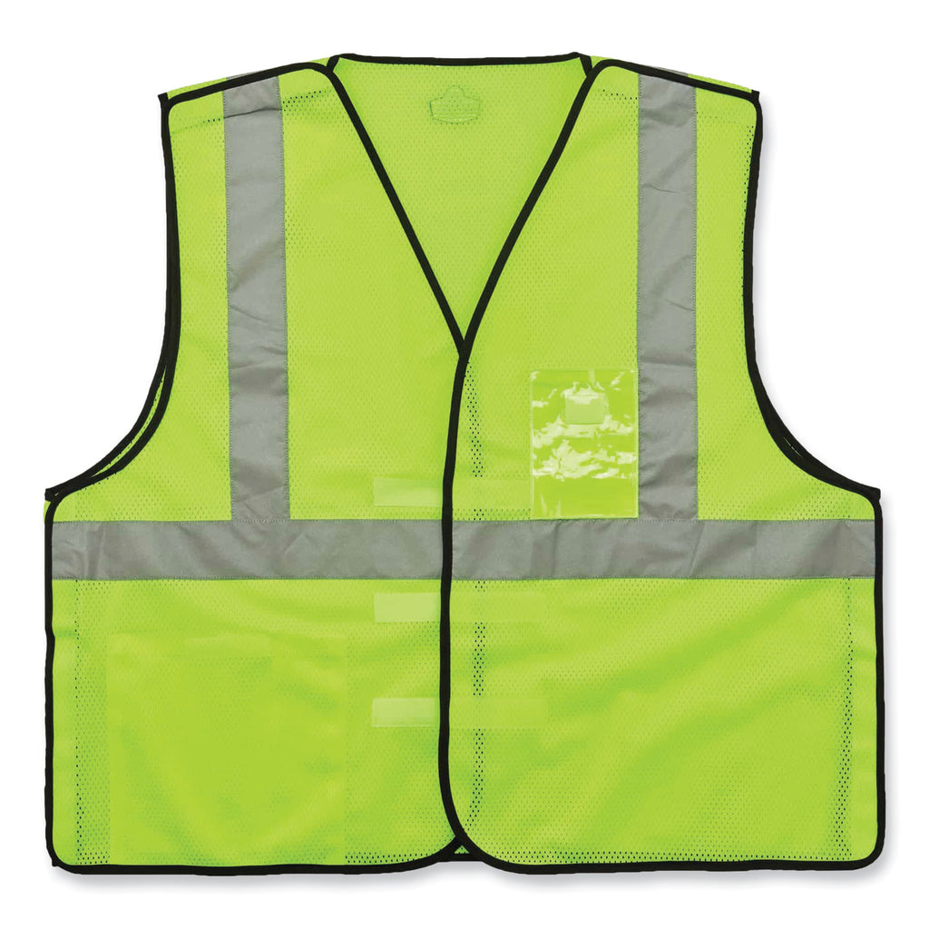 GloWear 8216BA Class 2 Breakaway Mesh ID Holder Vest, Polyester, Large/X-Large, Lime, Ships in 1-3 Business Days