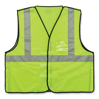 GloWear 8216BA Class 2 Breakaway Mesh ID Holder Vest, Polyester, Large/X-Large, Lime, Ships in 1-3 Business Days
