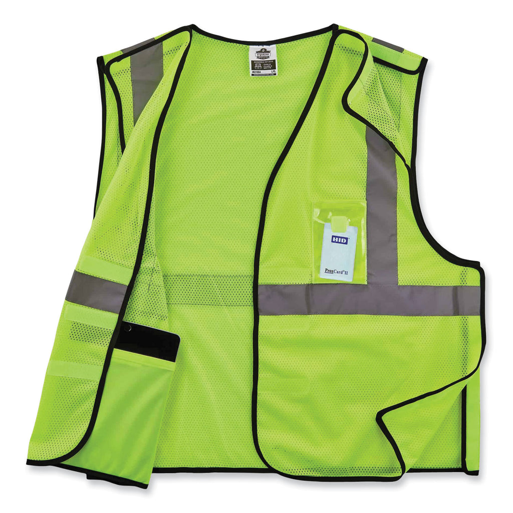 GloWear 8216BA Class 2 Breakaway Mesh ID Holder Vest, Polyester, 2X-Large/3X-Large, Lime, Ships in 1-3 Business Days