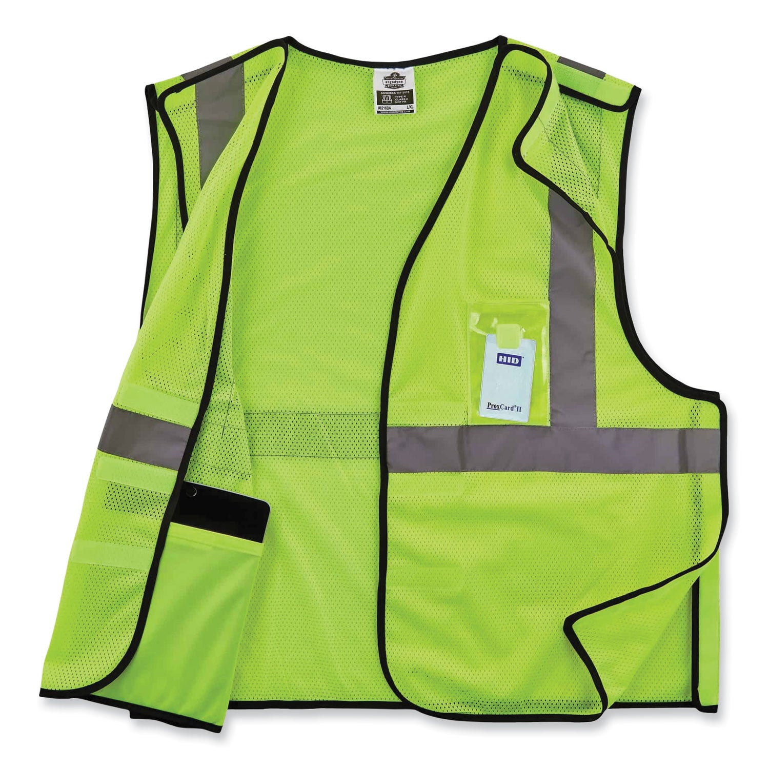 GloWear 8216BA Class 2 Breakaway Mesh ID Holder Vest, Polyester, 2X-Large/3X-Large, Lime, Ships in 1-3 Business Days