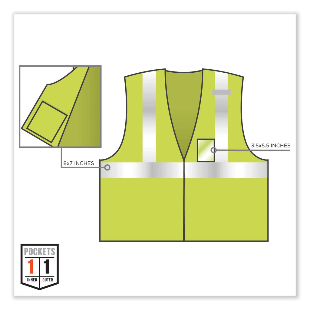 GloWear 8216BA Class 2 Breakaway Mesh ID Holder Vest, Polyester, 4X-Large/5X-Large, Lime, Ships in 1-3 Business Days