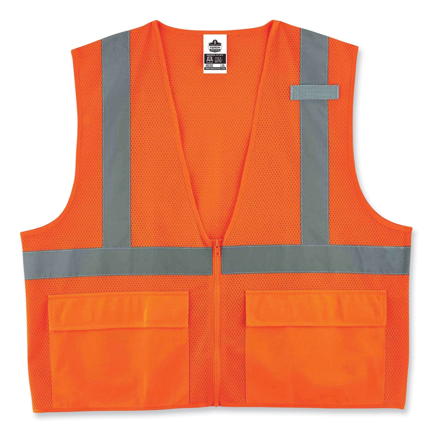 GloWear 8220Z Class 2 Standard Mesh Zipper Vest, Polyester, Small/Medium, Orange, Ships in 1-3 Business Days