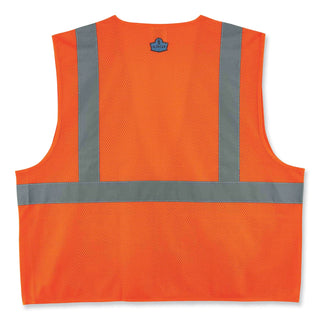 GloWear 8220Z Class 2 Standard Mesh Zipper Vest, Polyester, Small/Medium, Orange, Ships in 1-3 Business Days