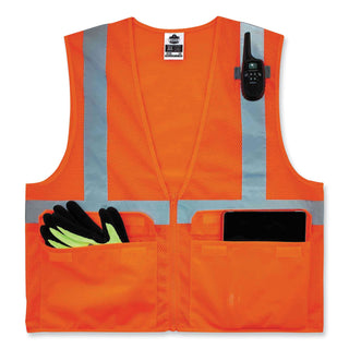 GloWear 8220Z Class 2 Standard Mesh Zipper Vest, Polyester, Large/X-Large, Orange, Ships in 1-3 Business Days