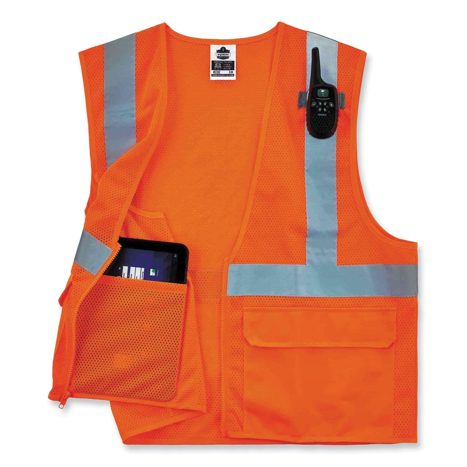 GloWear 8220Z Class 2 Standard Mesh Zipper Vest, Polyester, 2X-Large/3X-Large, Orange, Ships in 1-3 Business Days