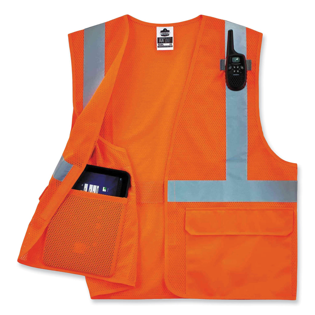 GloWear 8220HL Class 2 Standard Mesh Hook and Loop Vest, Polyester, Small/Medium, Orange, Ships in 1-3 Business Days